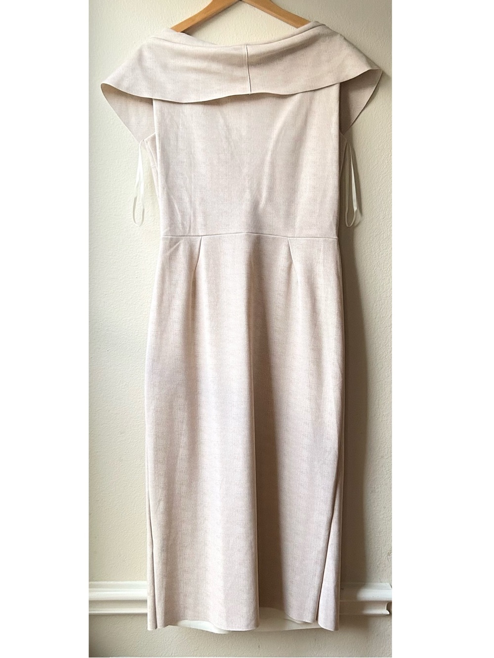 Chiara Boni La Petite Robe Draped Faux Wrap Dress Pullover Cream Chevron Sz XL - Picture 7 of 14